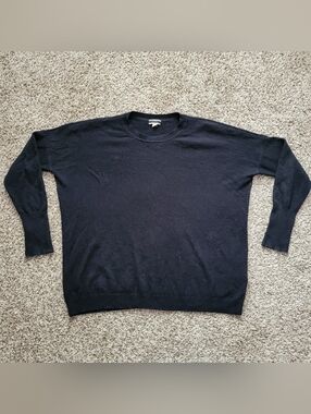 J. Crew 100% Cashmere Crewneck Boyfriend Sweater Black Size Small